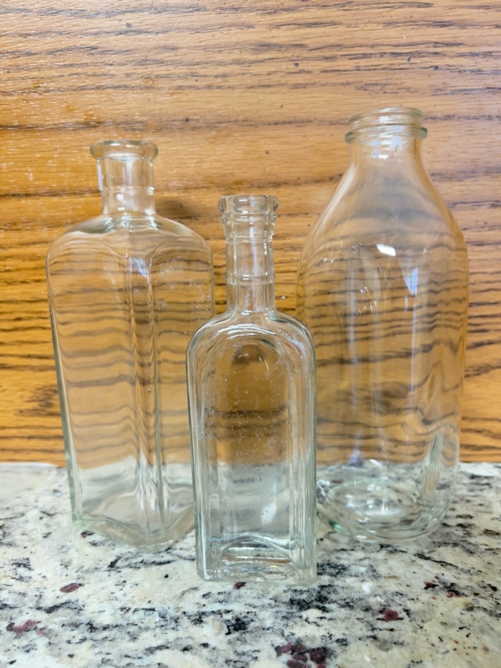 VTG Glass Bottles, clear, rectangular, apothecary bottles early 1900's, set of 3